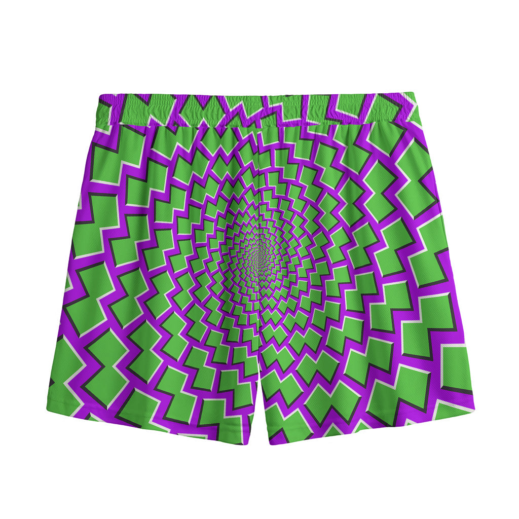 Green Shapes Moving Optical Illusion Mesh Shorts
