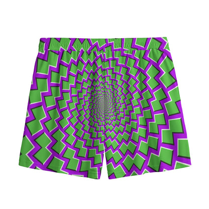 Green Shapes Moving Optical Illusion Mesh Shorts
