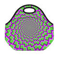 Green Shapes Moving Optical Illusion Neoprene Lunch Bag
