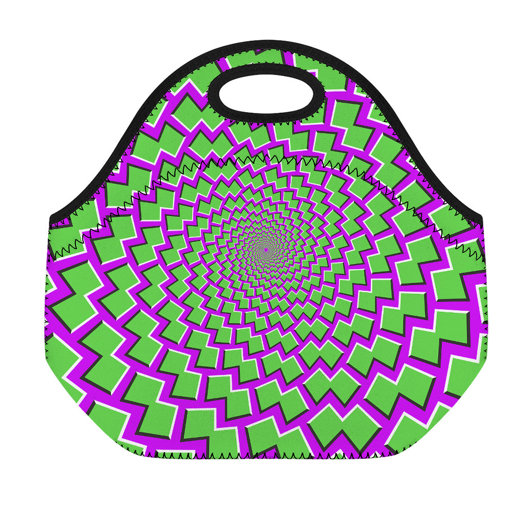 Green Shapes Moving Optical Illusion Neoprene Lunch Bag