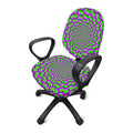 Green Shapes Moving Optical Illusion Office Chair Cover