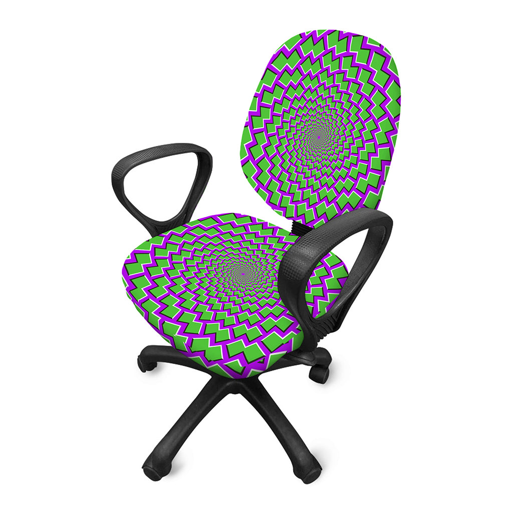 Green Shapes Moving Optical Illusion Office Chair Cover