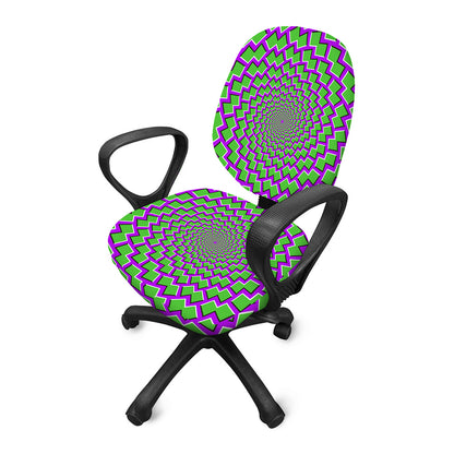 Green Shapes Moving Optical Illusion Office Chair Cover