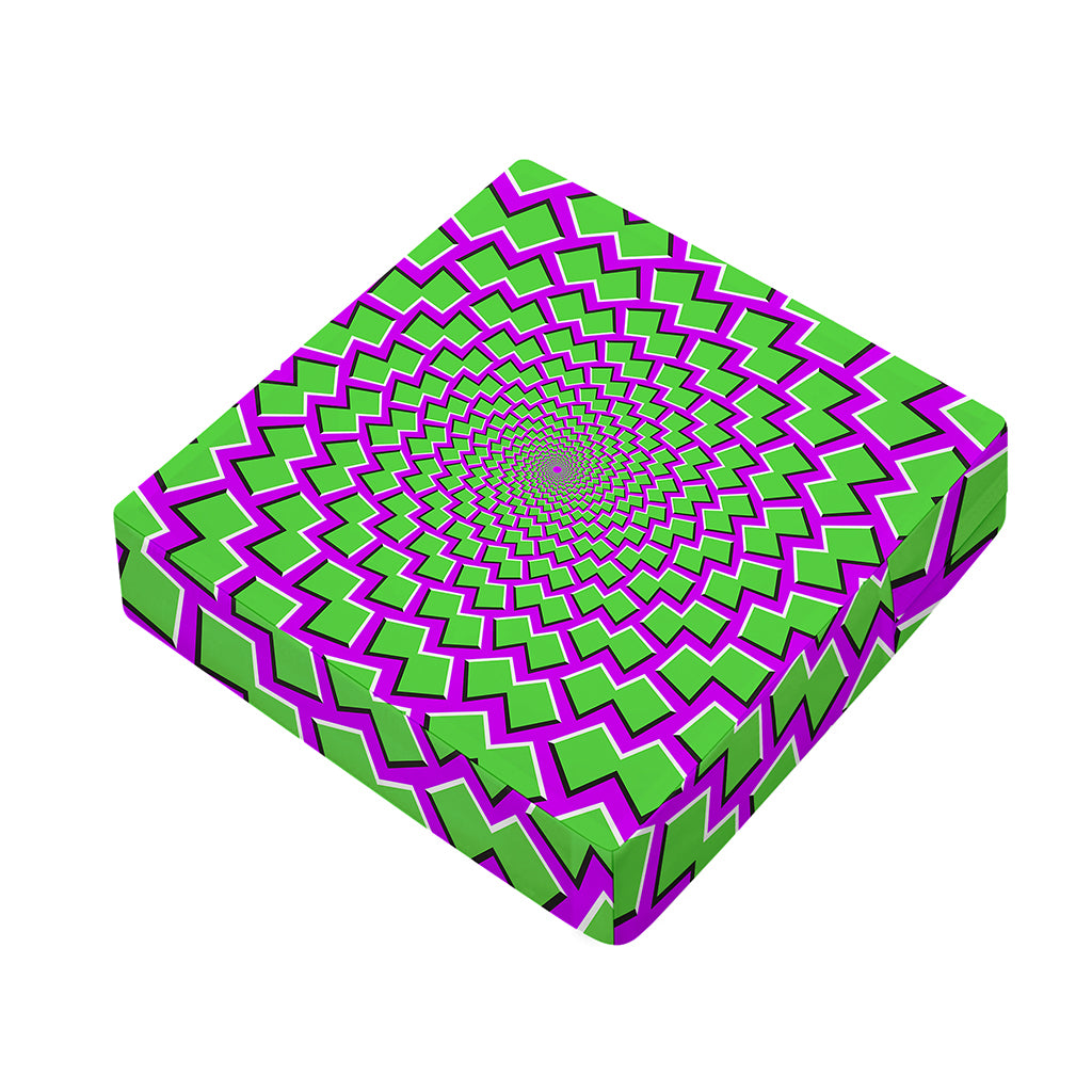 Green Shapes Moving Optical Illusion Outdoor Seat Cushion Cover