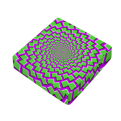 Green Shapes Moving Optical Illusion Outdoor Seat Cushion Cover