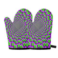 Green Shapes Moving Optical Illusion Oven Mitts