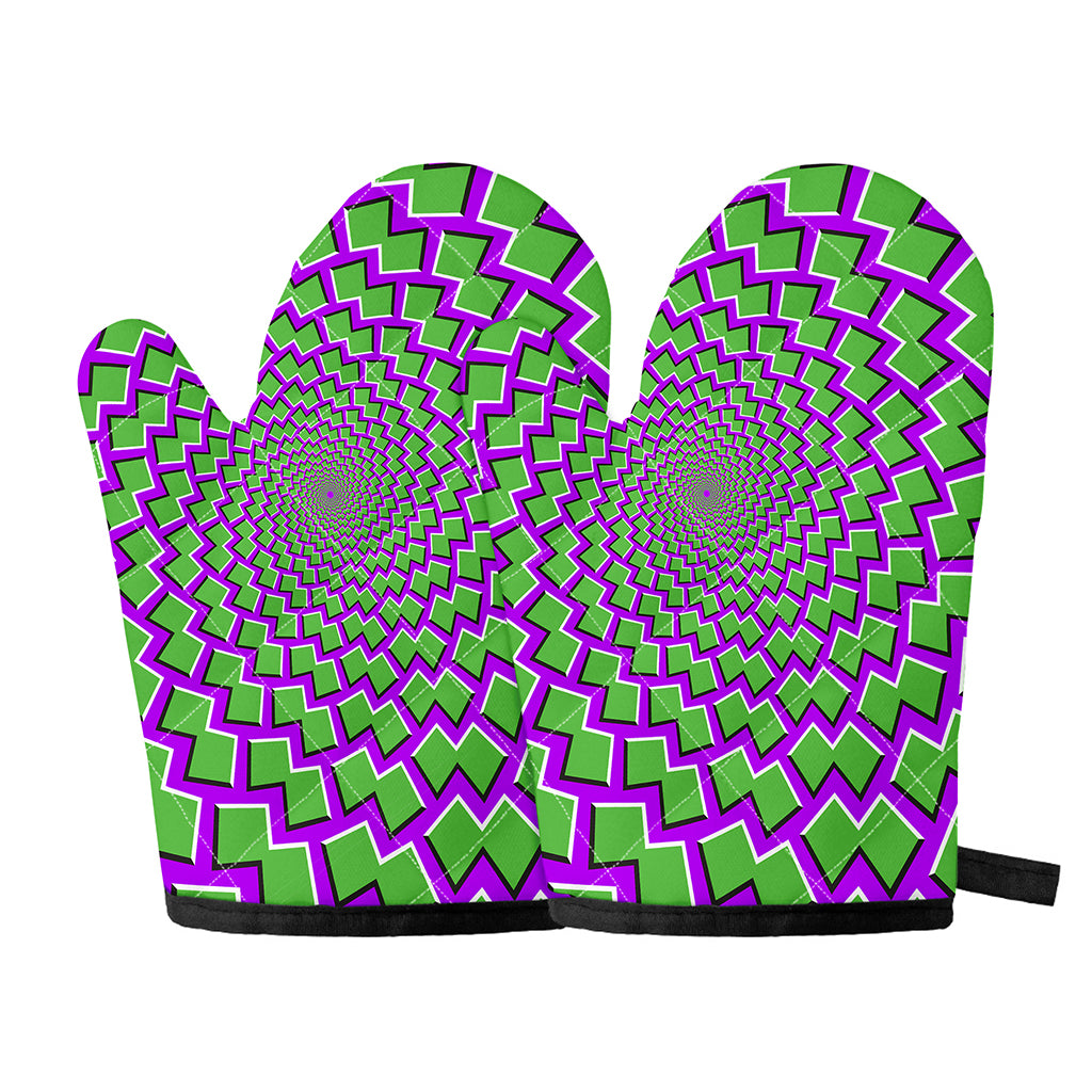 Green Shapes Moving Optical Illusion Oven Mitts