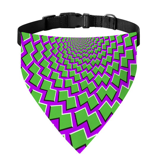 Green Shapes Moving Optical Illusion Over The Collar Dog Bandana