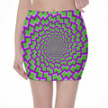 Green Shapes Moving Optical Illusion Pencil Mini Skirt