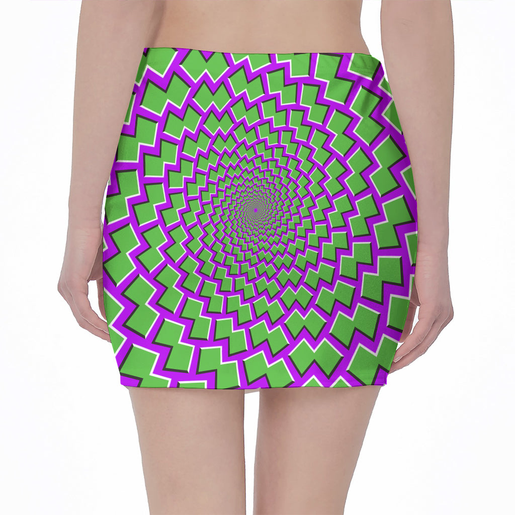 Green Shapes Moving Optical Illusion Pencil Mini Skirt