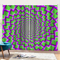 Green Shapes Moving Optical Illusion Pencil Pleat Curtains