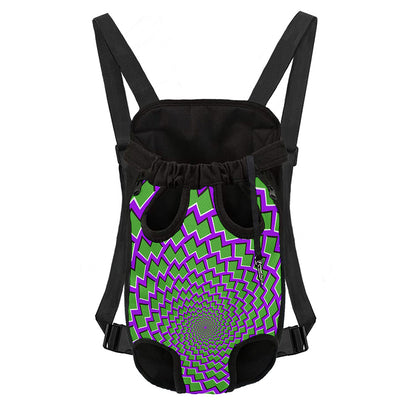 Green Shapes Moving Optical Illusion Pet Carrier Backpack