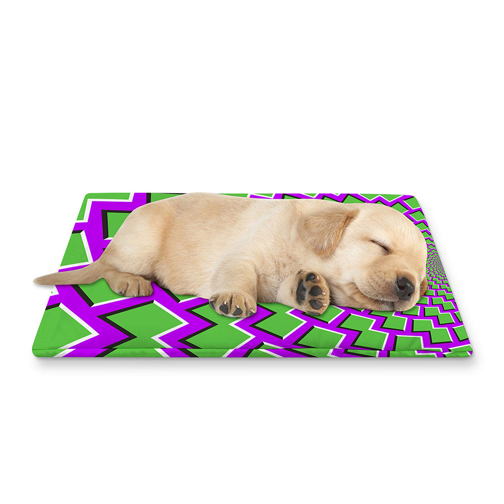 Green Shapes Moving Optical Illusion Pet Cooling Mat Cover