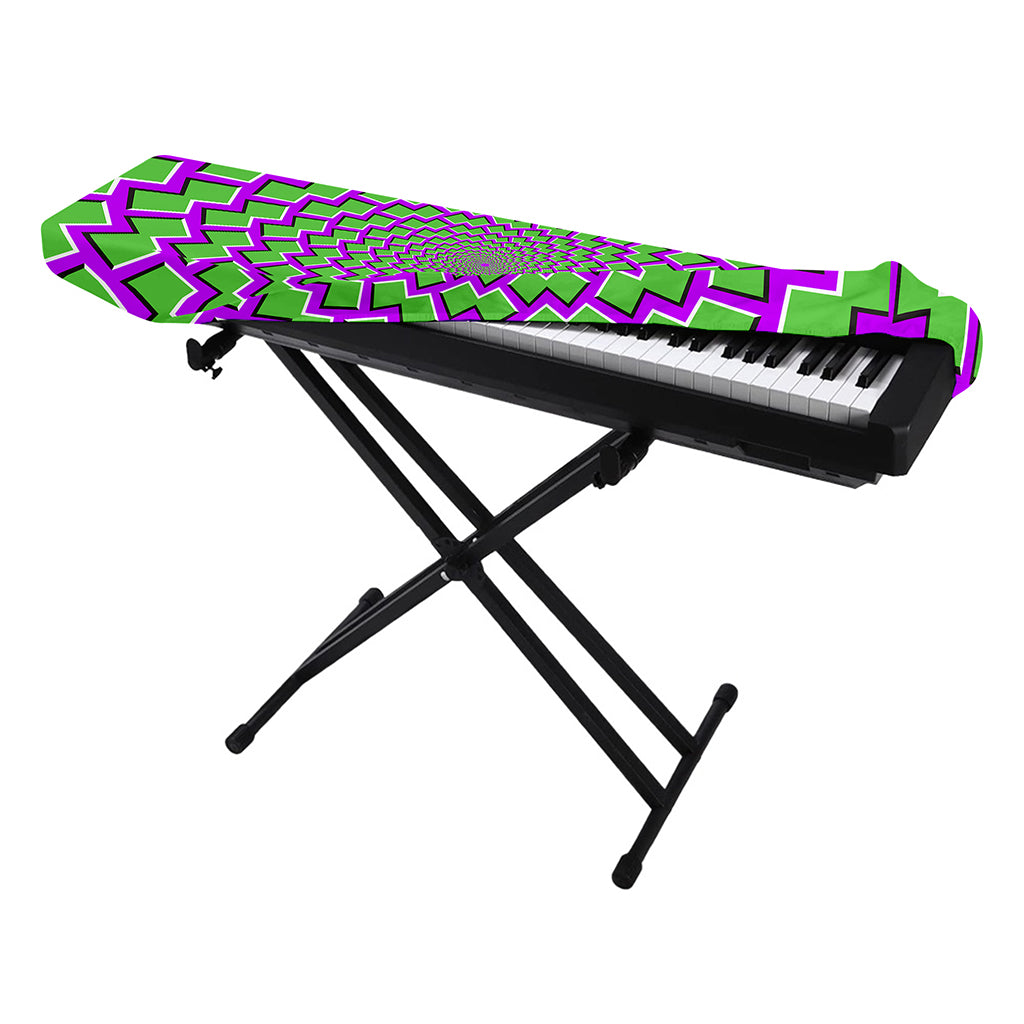 Green Shapes Moving Optical Illusion Piano Keyboard Cover