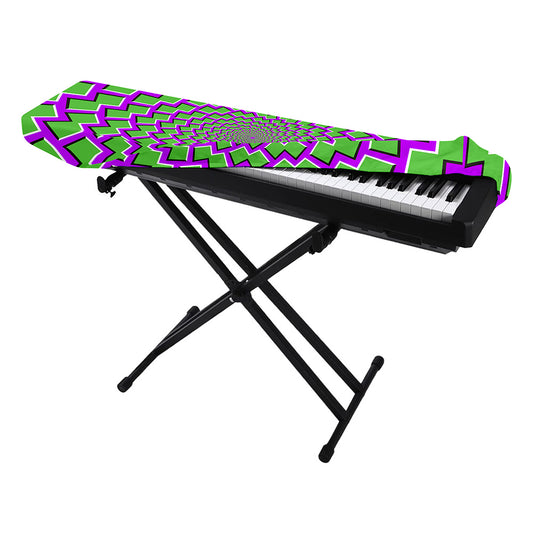 Green Shapes Moving Optical Illusion Piano Keyboard Cover