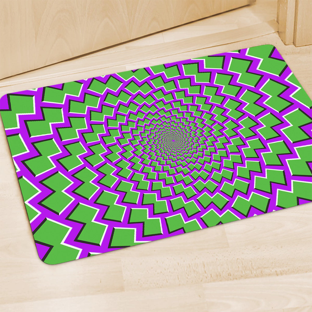 Green Shapes Moving Optical Illusion Polyester Doormat