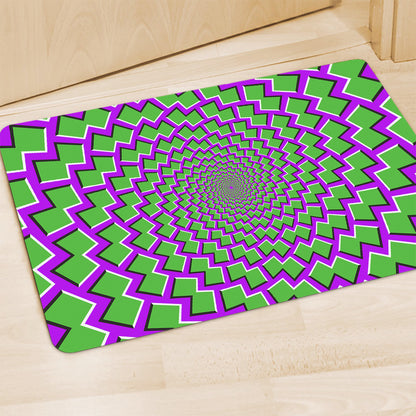 Green Shapes Moving Optical Illusion Polyester Doormat