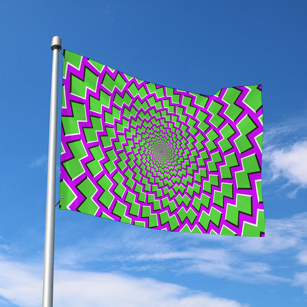 Green Shapes Moving Optical Illusion Polyester Flag