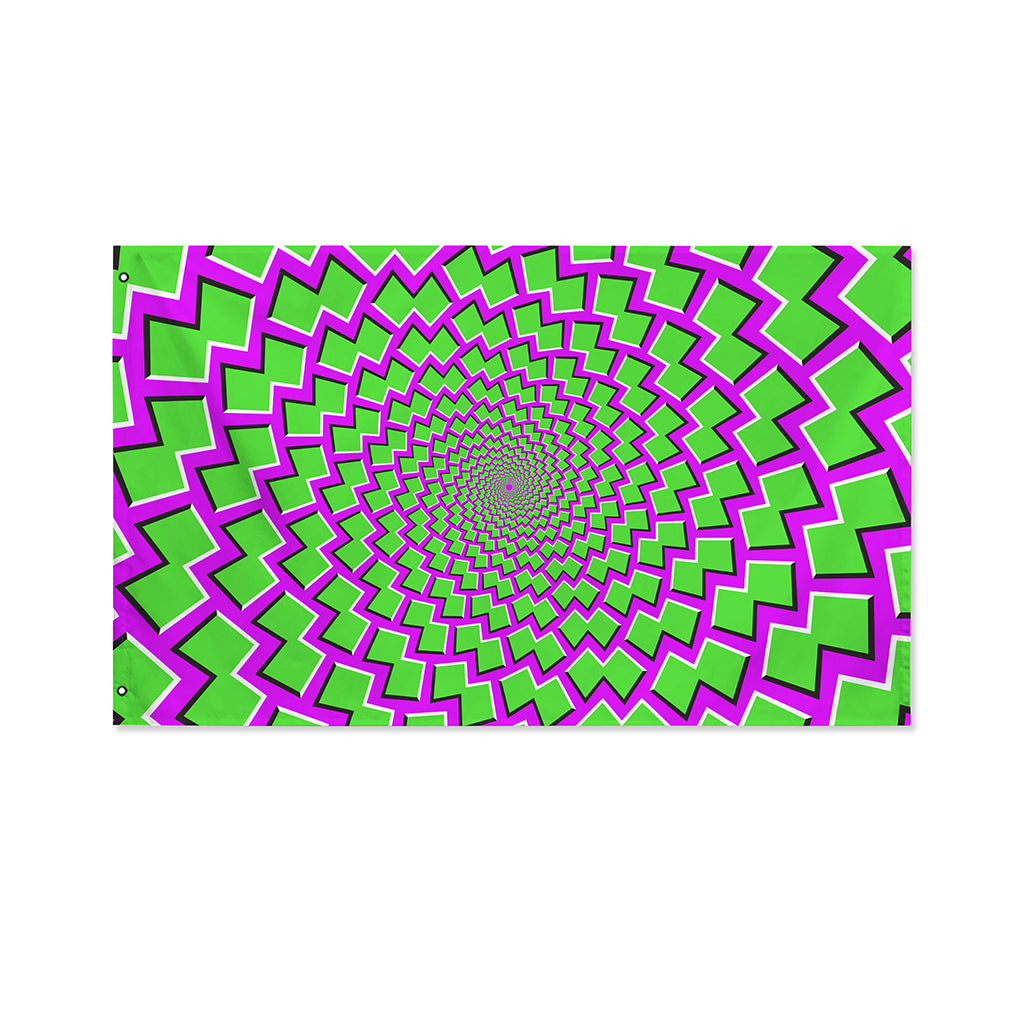 Green Shapes Moving Optical Illusion Polyester Flag