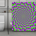Green Shapes Moving Optical Illusion Polyester Shower Curtain