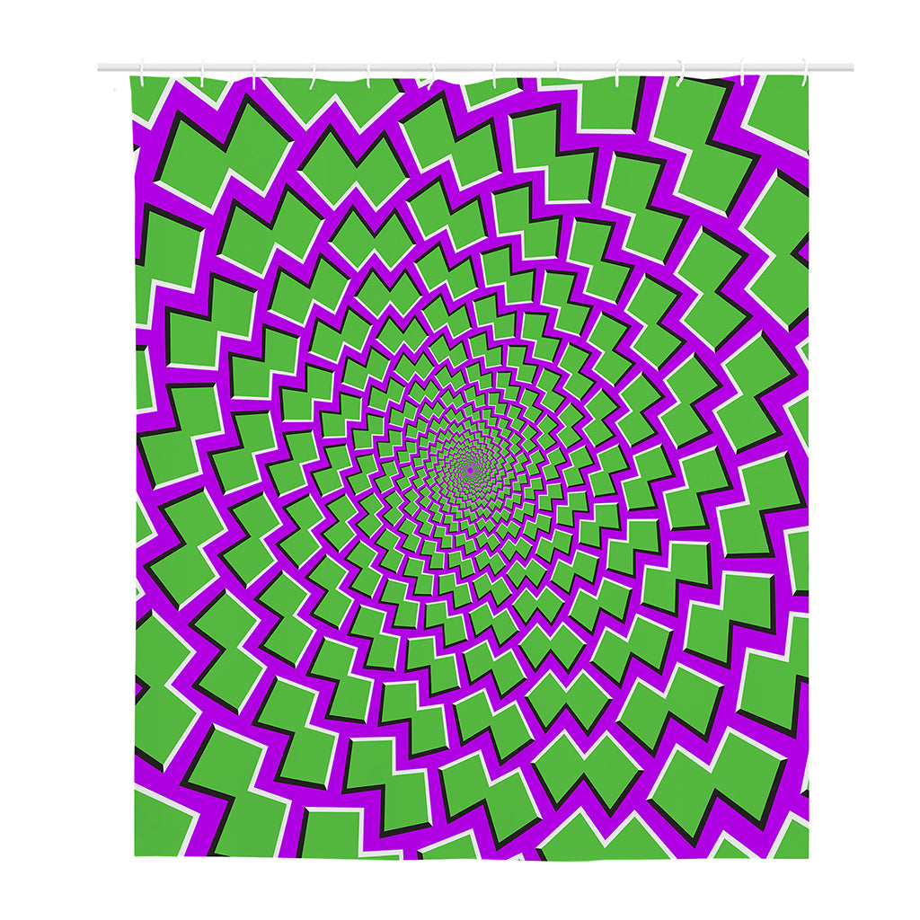 Green Shapes Moving Optical Illusion Polyester Shower Curtain