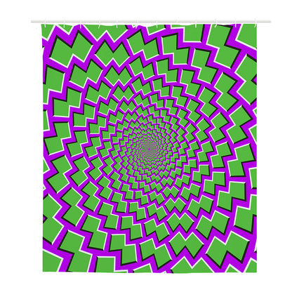 Green Shapes Moving Optical Illusion Polyester Shower Curtain