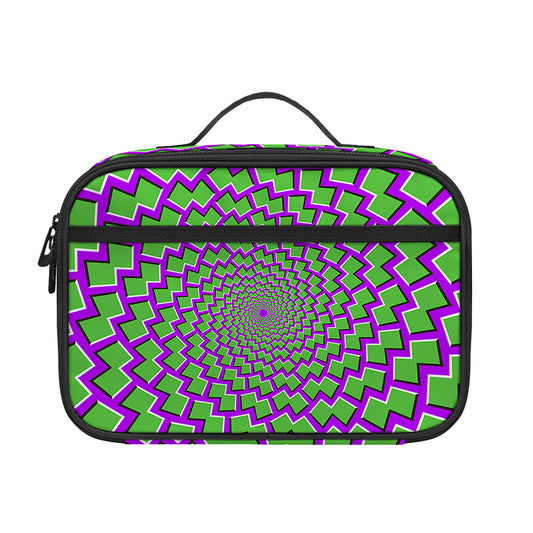 Green Shapes Moving Optical Illusion Portable Lunch Bag