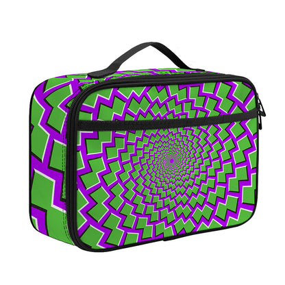 Green Shapes Moving Optical Illusion Portable Lunch Bag