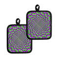 Green Shapes Moving Optical Illusion Pot Holders
