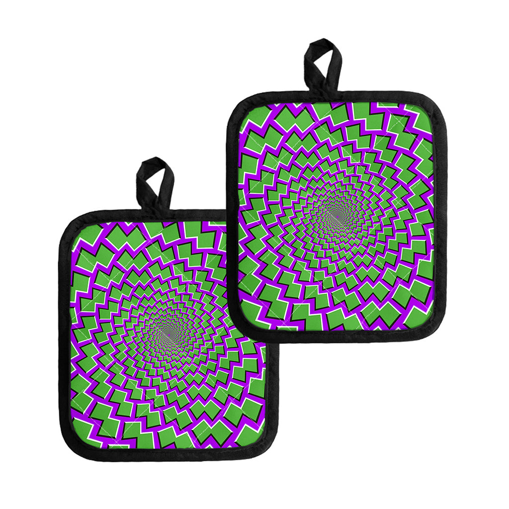 Green Shapes Moving Optical Illusion Pot Holders