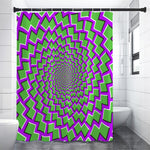 Green Shapes Moving Optical Illusion Premium Shower Curtain