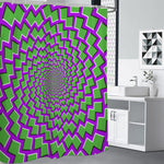 Green Shapes Moving Optical Illusion Premium Shower Curtain