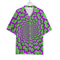 Green Shapes Moving Optical Illusion Rayon Hawaiian Shirt