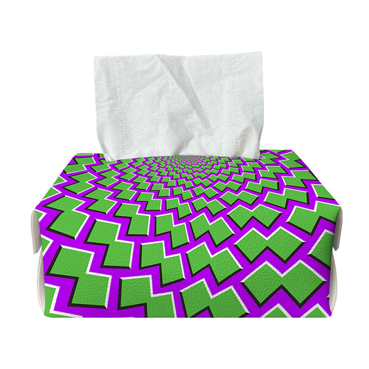 Green Shapes Moving Optical Illusion Rectangle Tissue Box Cover