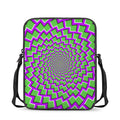 Green Shapes Moving Optical Illusion Rectangular Crossbody Bag