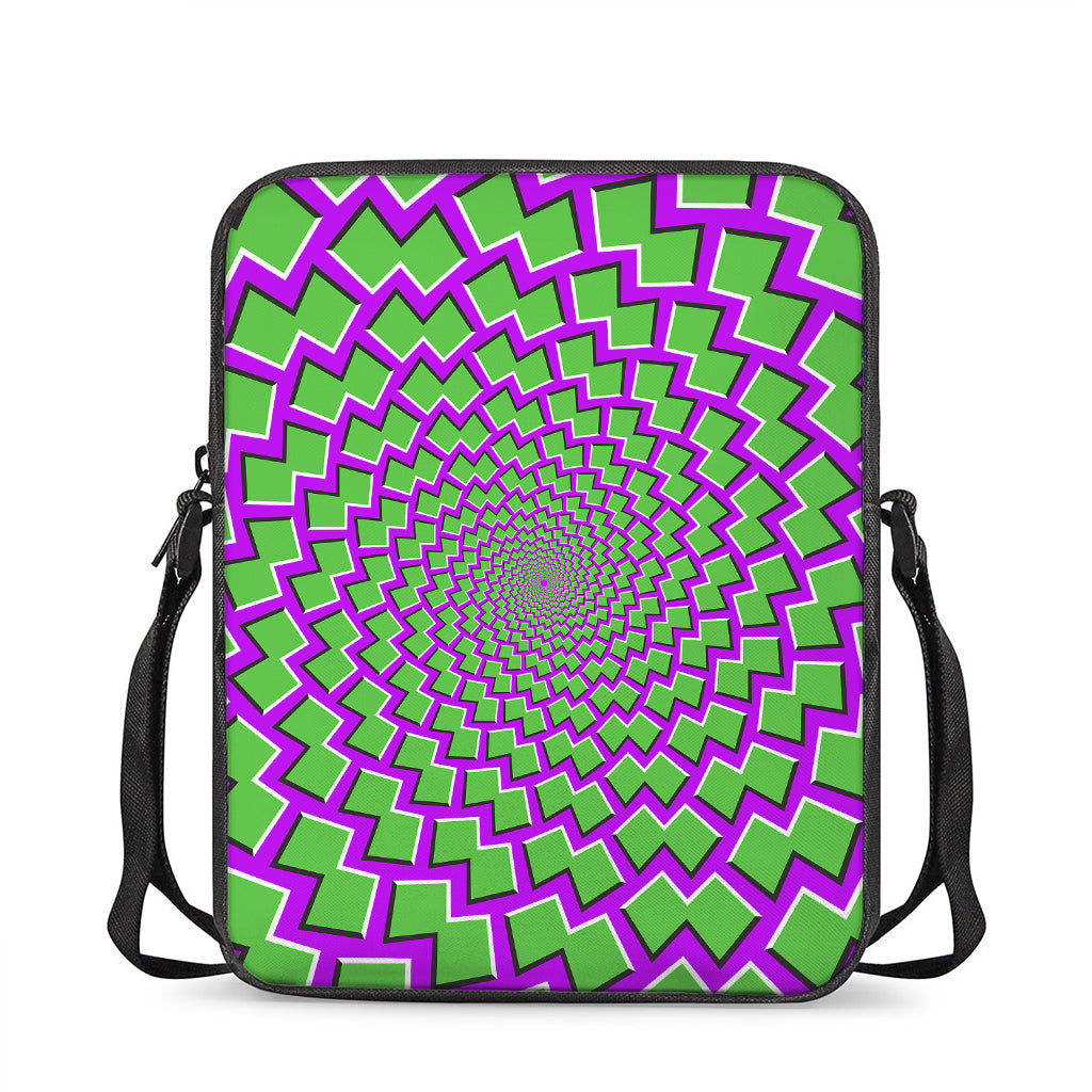 Green Shapes Moving Optical Illusion Rectangular Crossbody Bag