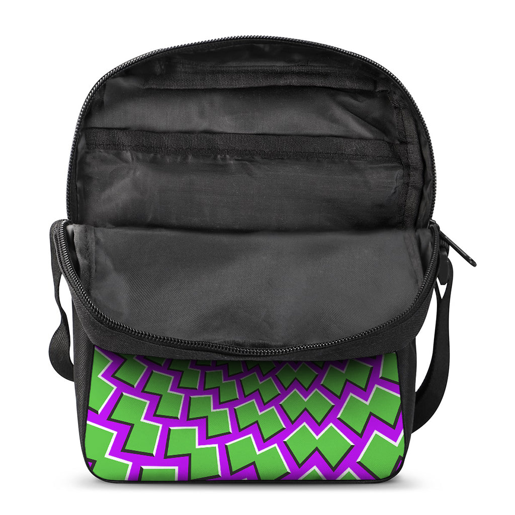 Green Shapes Moving Optical Illusion Rectangular Crossbody Bag