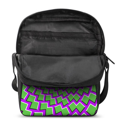 Green Shapes Moving Optical Illusion Rectangular Crossbody Bag