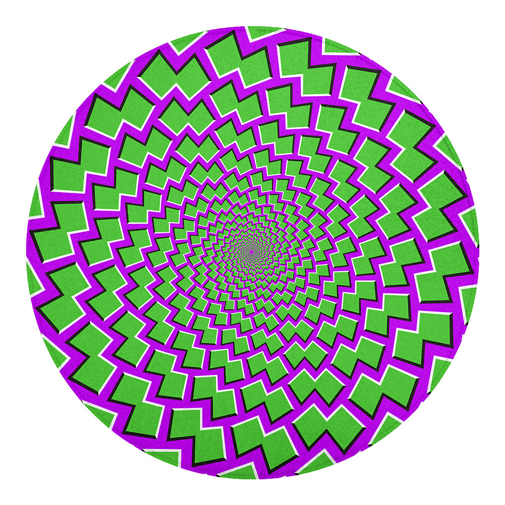Green Shapes Moving Optical Illusion Round Blanket