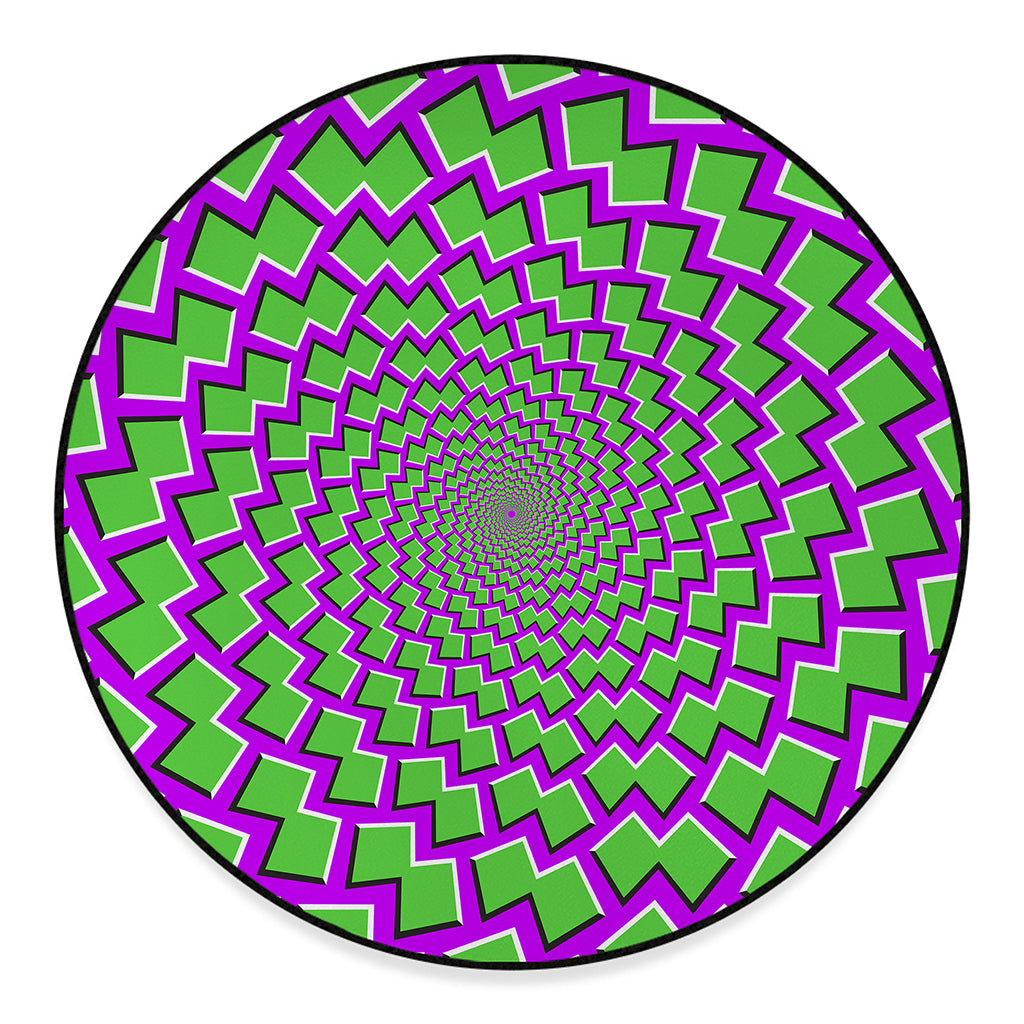 Green Shapes Moving Optical Illusion Round Floor Mat