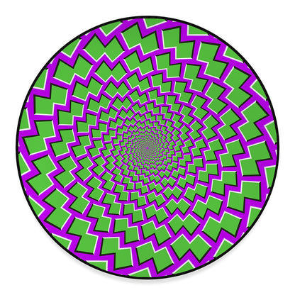 Green Shapes Moving Optical Illusion Round Floor Mat