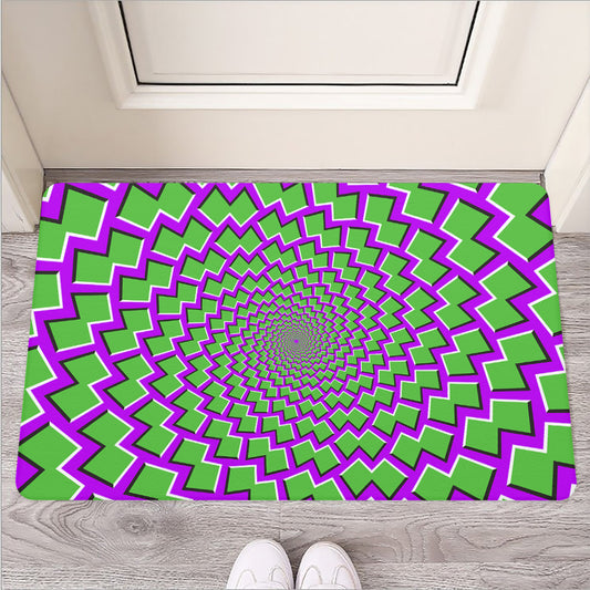 Green Shapes Moving Optical Illusion Rubber Doormat