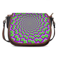 Green Shapes Moving Optical Illusion Saddle Bag
