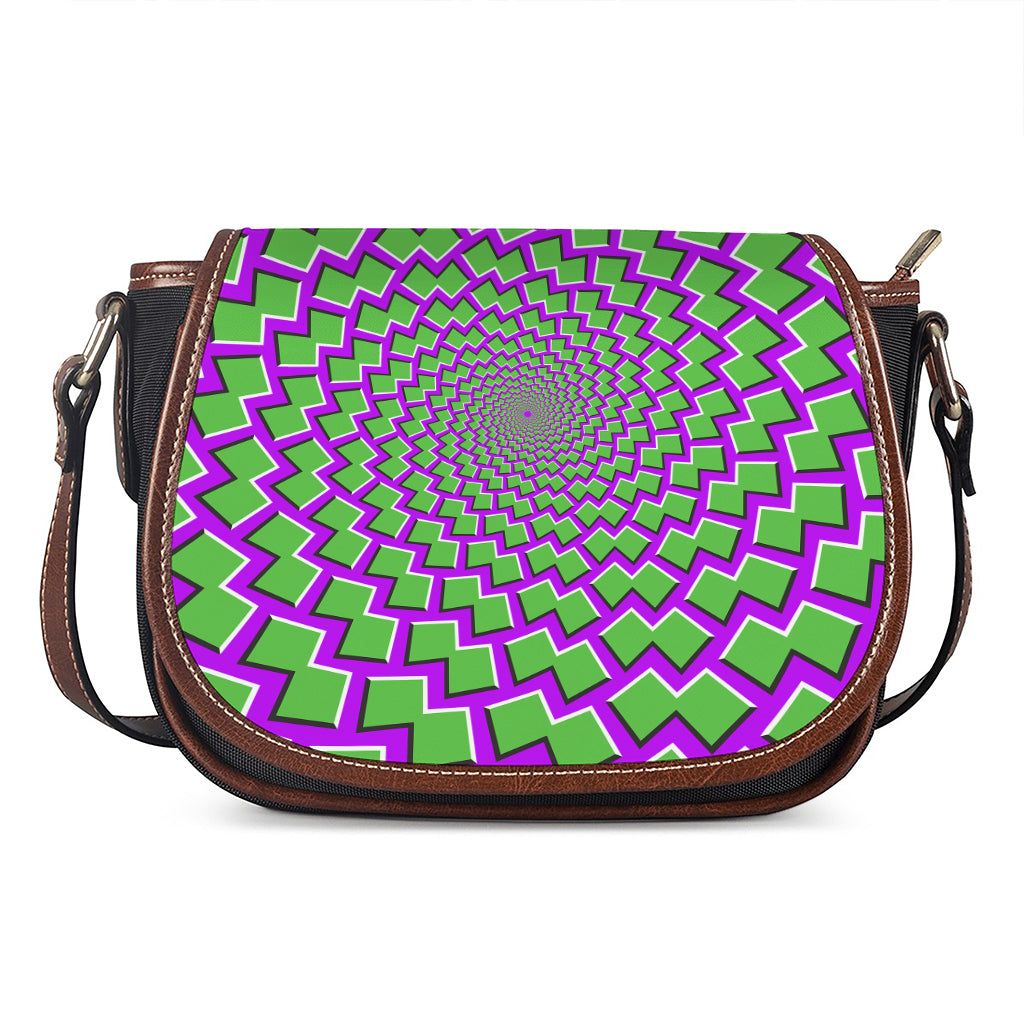 Green Shapes Moving Optical Illusion Saddle Bag