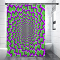 Green Shapes Moving Optical Illusion Shower Curtain