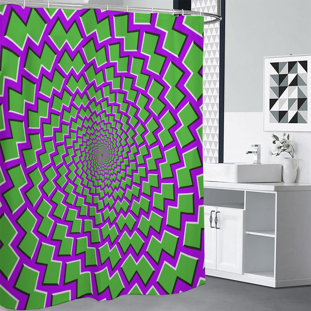 Green Shapes Moving Optical Illusion Shower Curtain