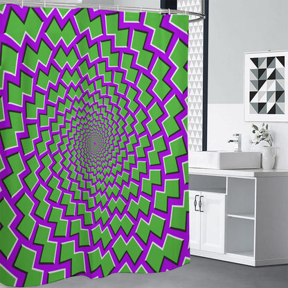 Green Shapes Moving Optical Illusion Shower Curtain