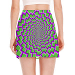 Green Shapes Moving Optical Illusion Side Slit Mini Skirt
