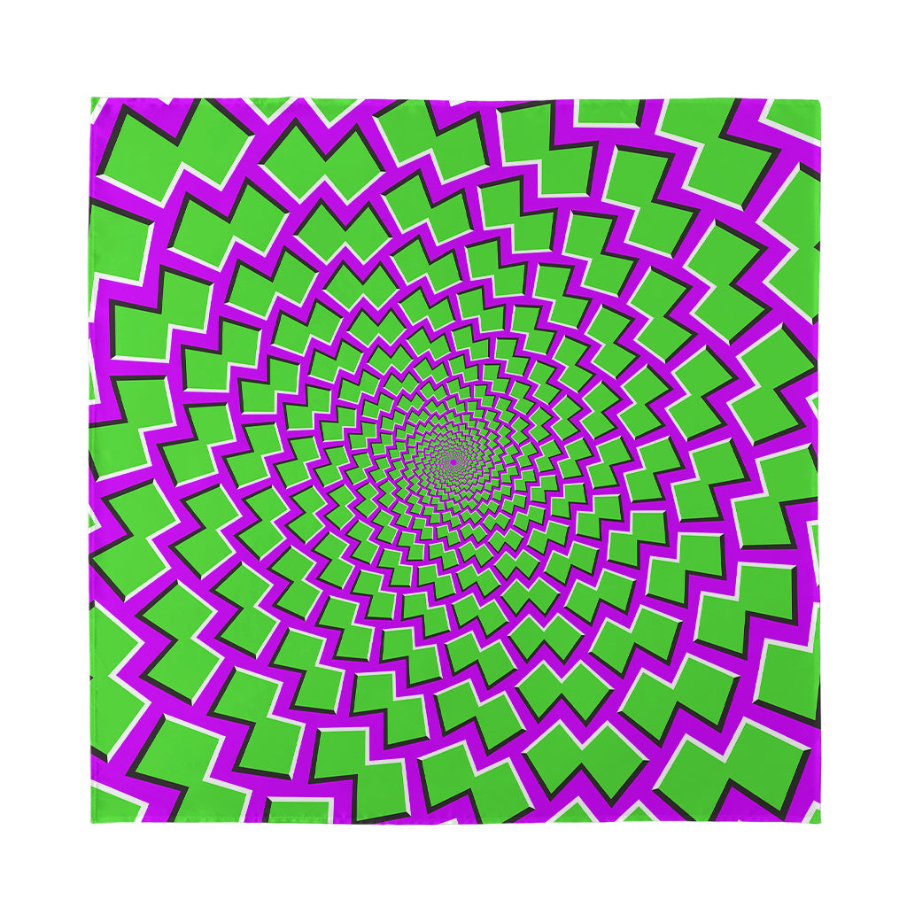 Green Shapes Moving Optical Illusion Silk Bandana