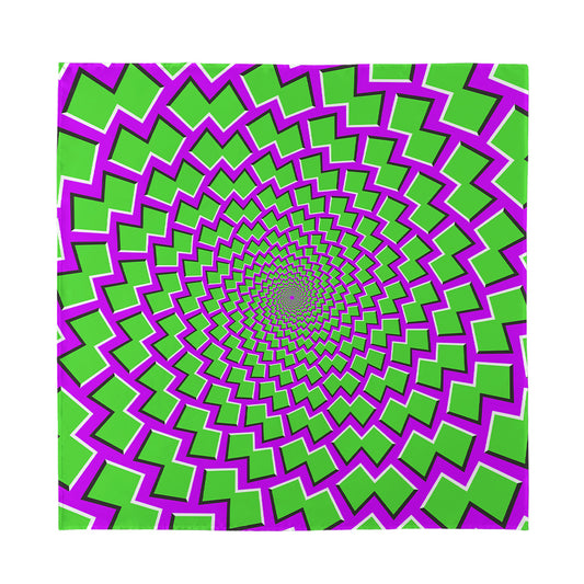 Green Shapes Moving Optical Illusion Silk Bandana
